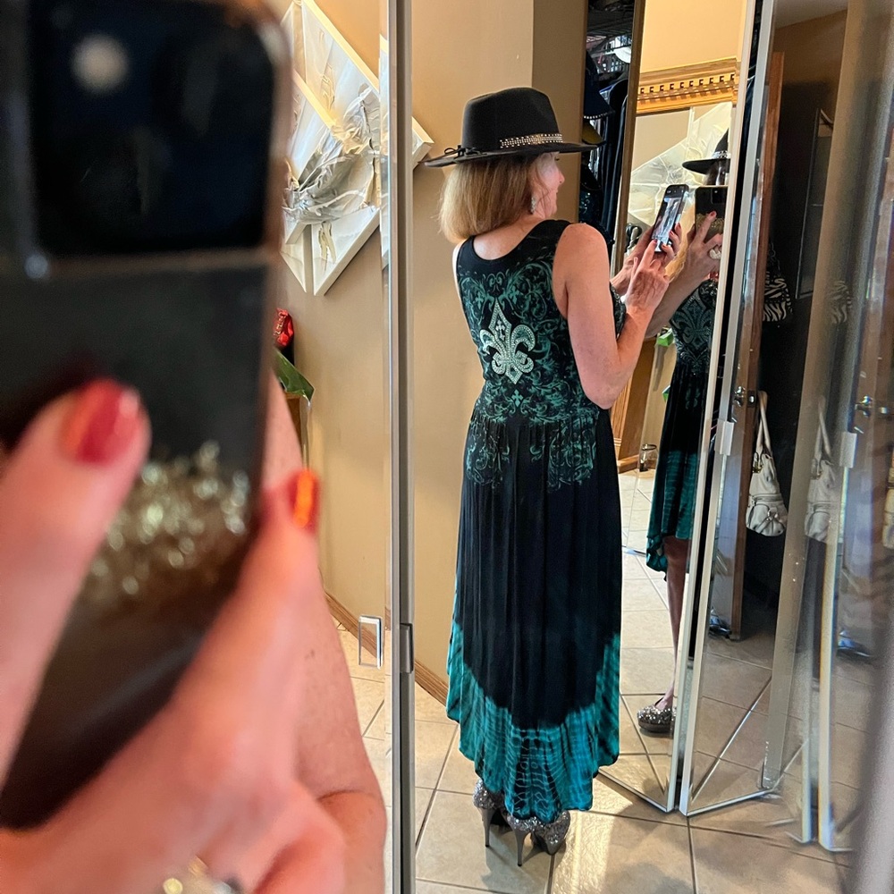 Vocal Black and Teal High-Low Dress - Picture 3 of 14